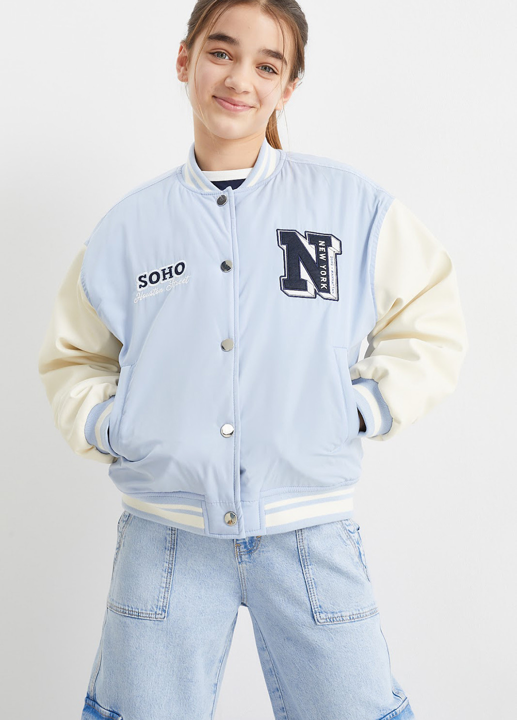 Бомбер C&A бейсбольный на кнопках (322984008)