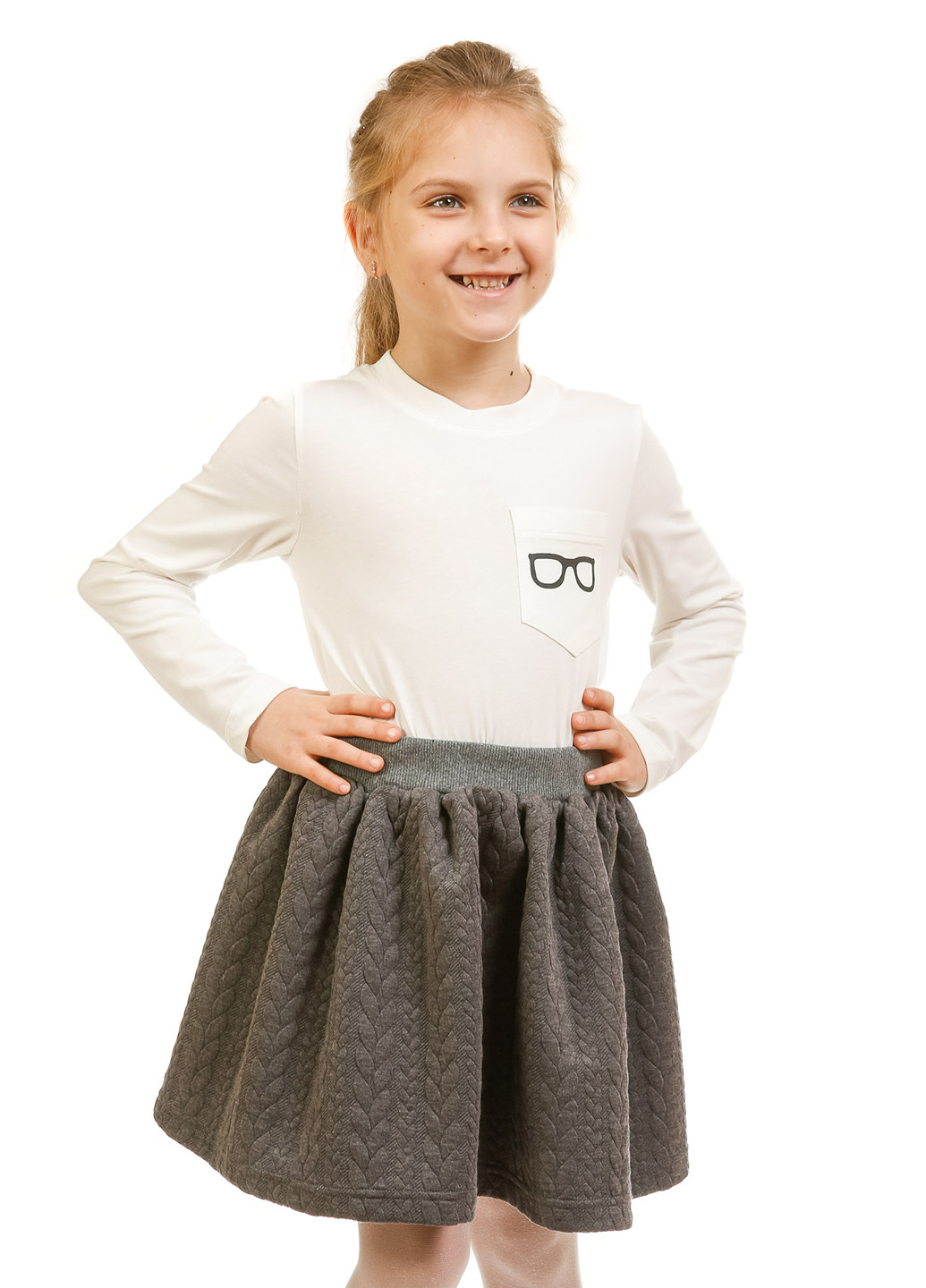 Серая кэжуал однотонная юбка Kids Couture клешированная-солнце