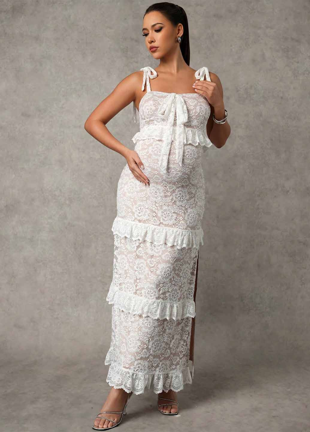 Білий вечірня, святковий сукня а-силует SHEIN однотонна