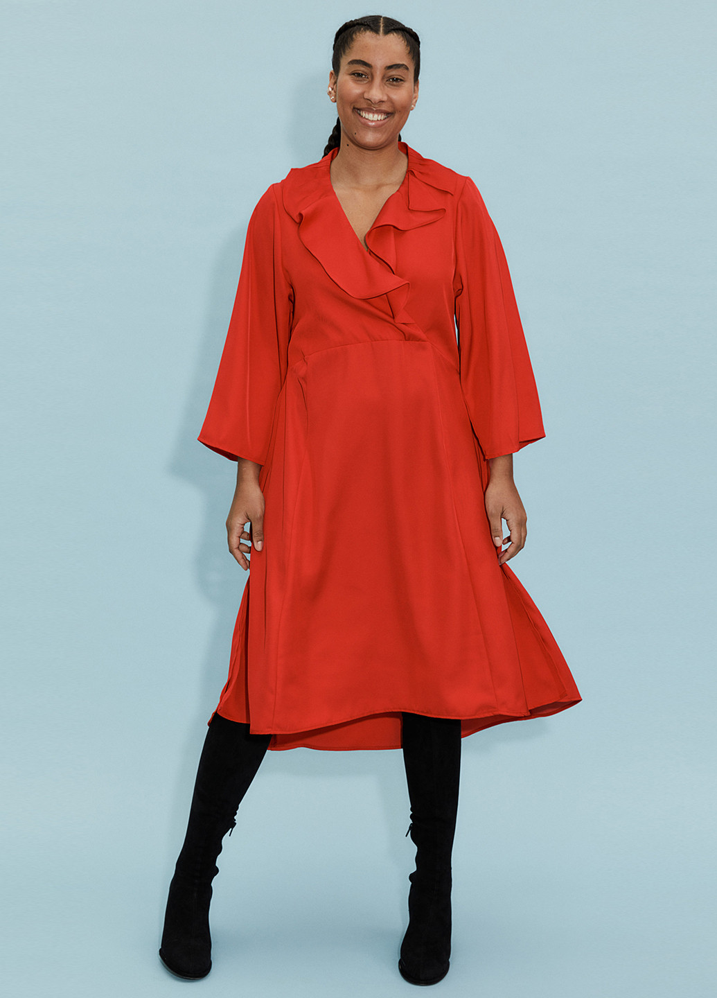 Красное кэжуал платье оверсайз H&M однотонное