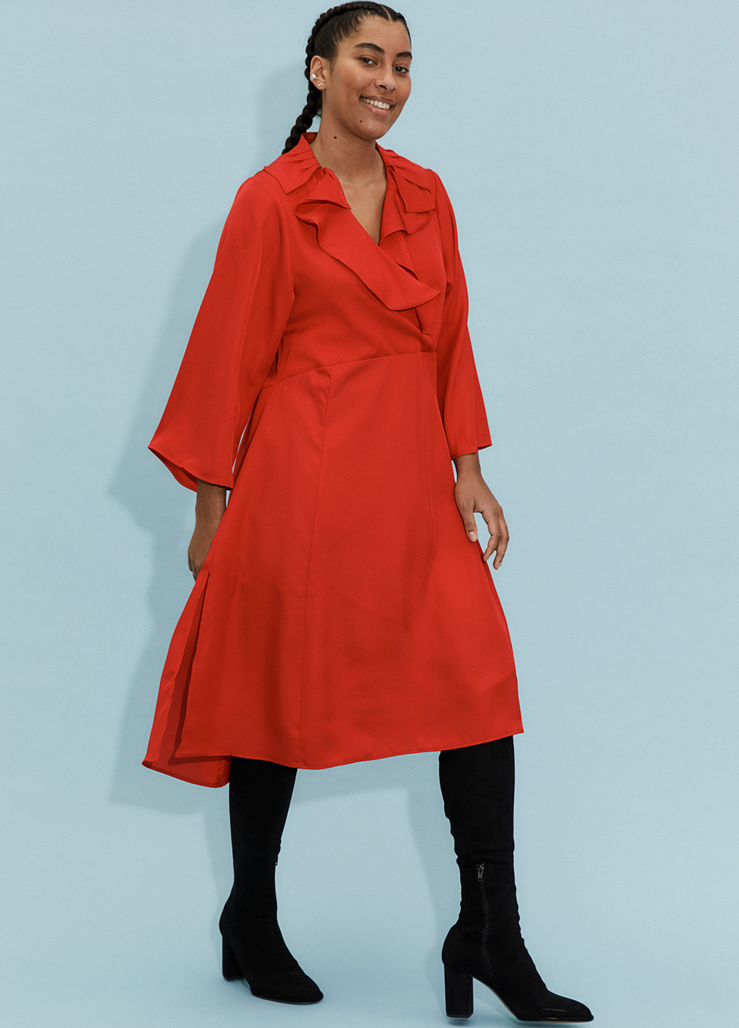 Красное кэжуал платье оверсайз H&M однотонное