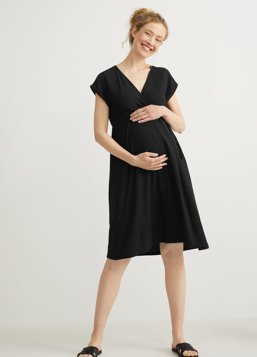 Черное кэжуал платье для беременных C&A однотонное