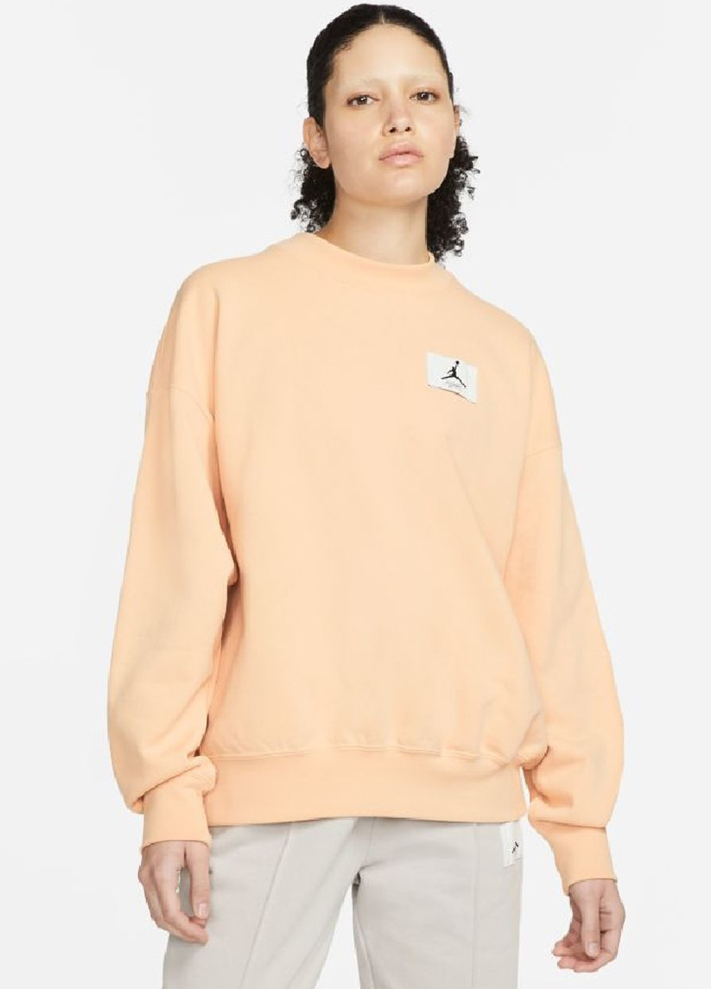 Персиковий світшот dm5189-268 Jordan однотонний нашивки (314520207)