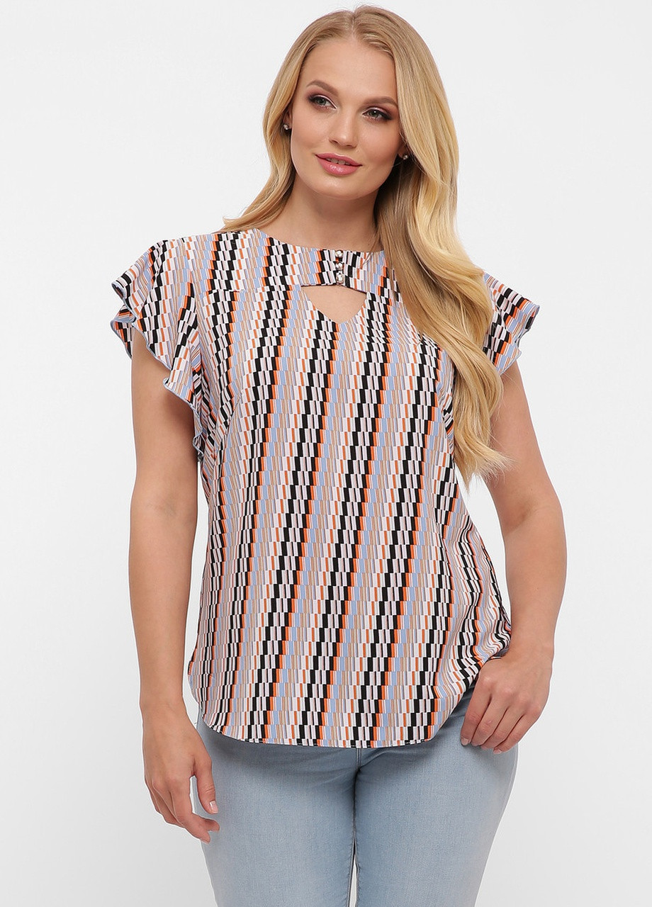 Комбинированная летняя блуза muar алина диагональ разные цвета 0272 Vlavi