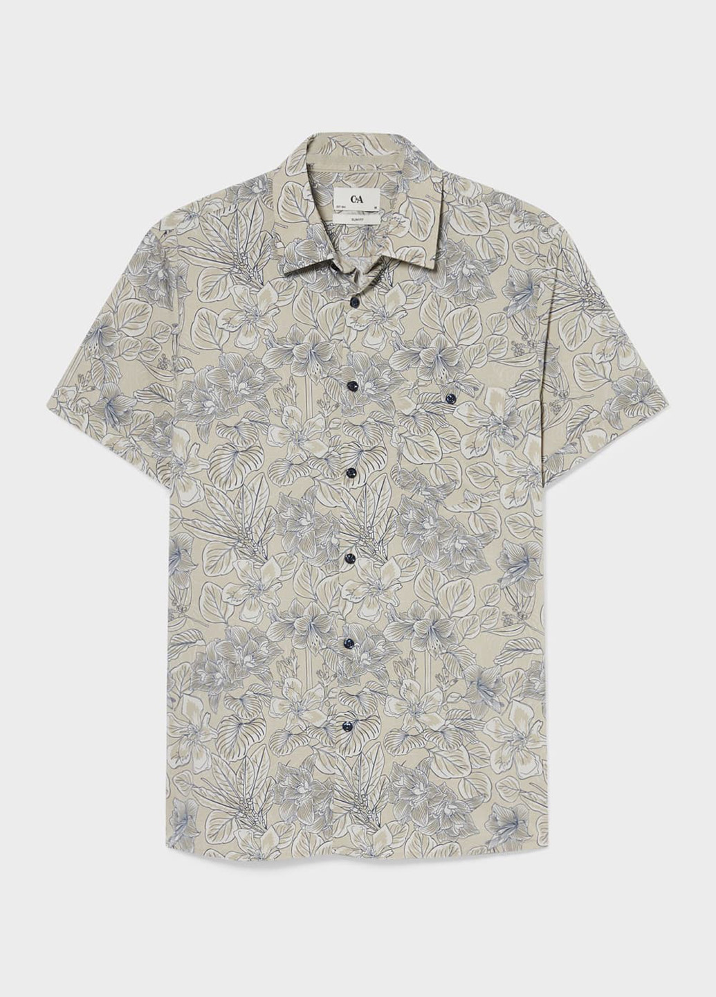 Светло-бежевая кэжуал рубашка с цветами C&A