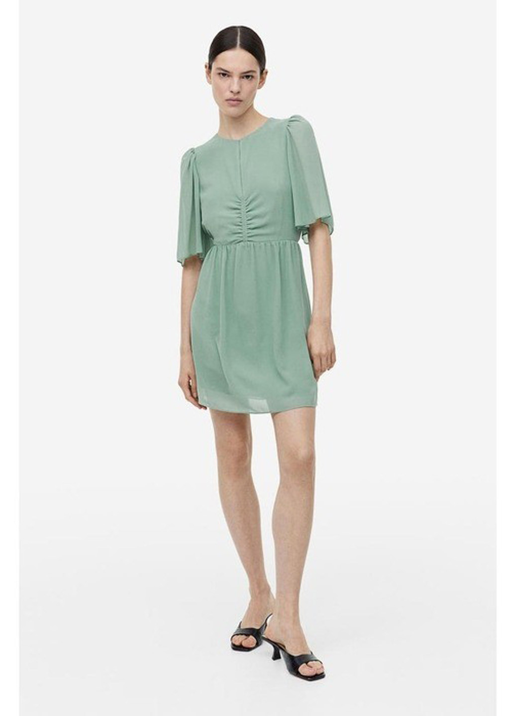 Мятное кэжуал платье H&M однотонное