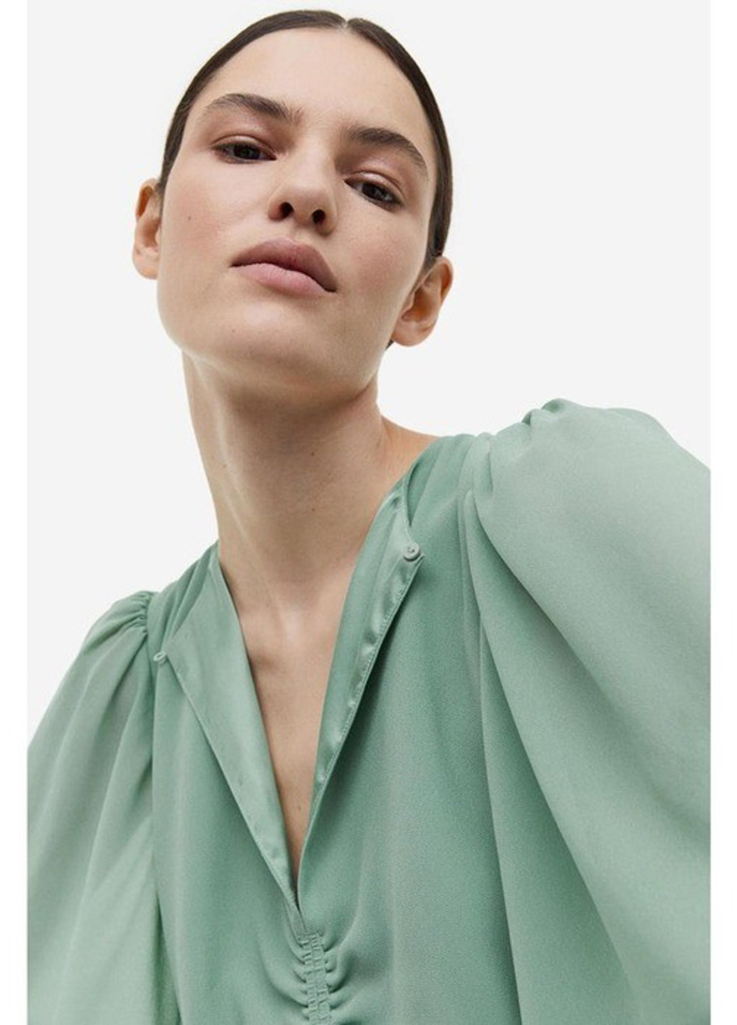 Мятное кэжуал платье H&M однотонное