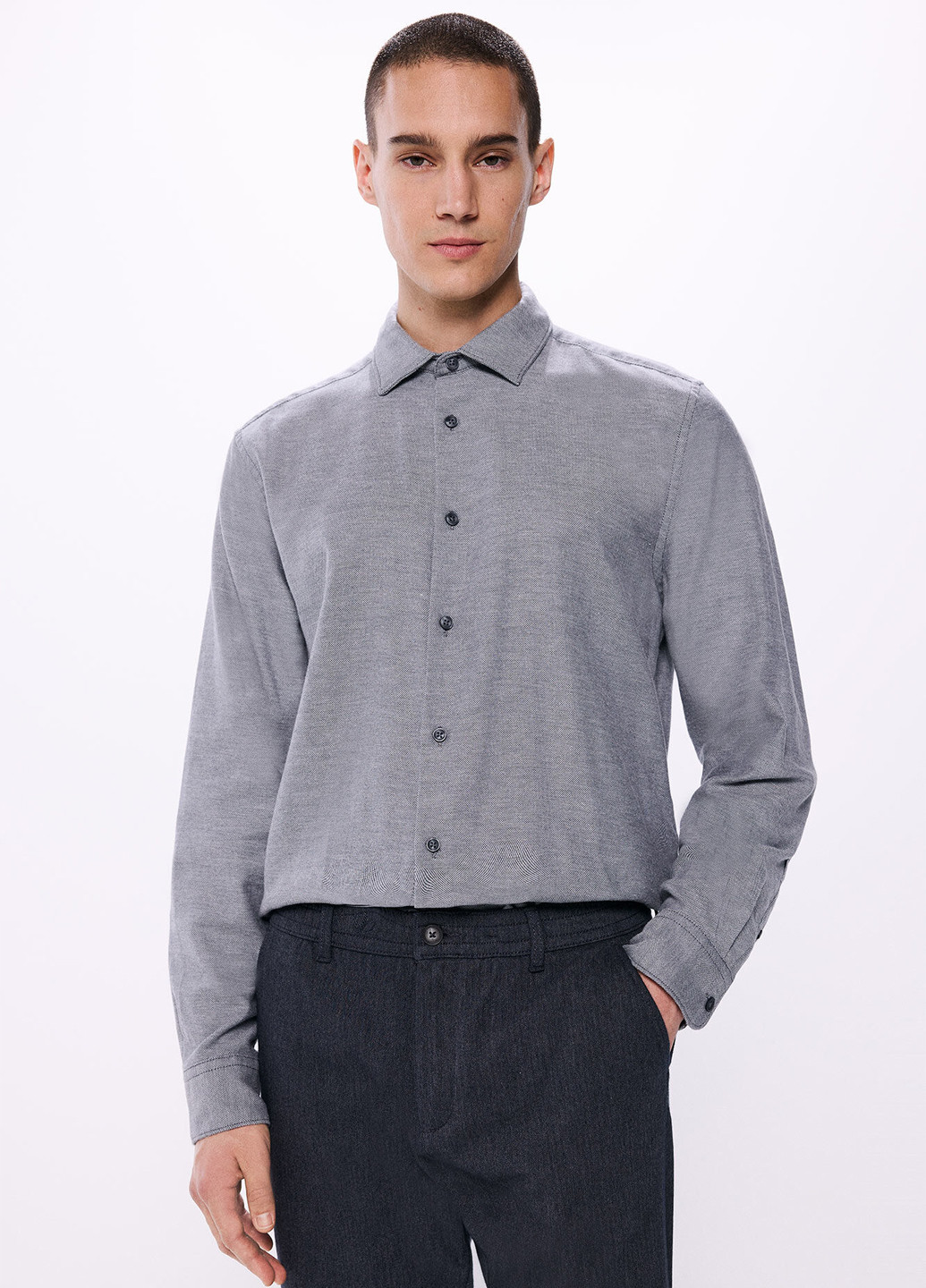 Серая кэжуал рубашка меланж Springfield