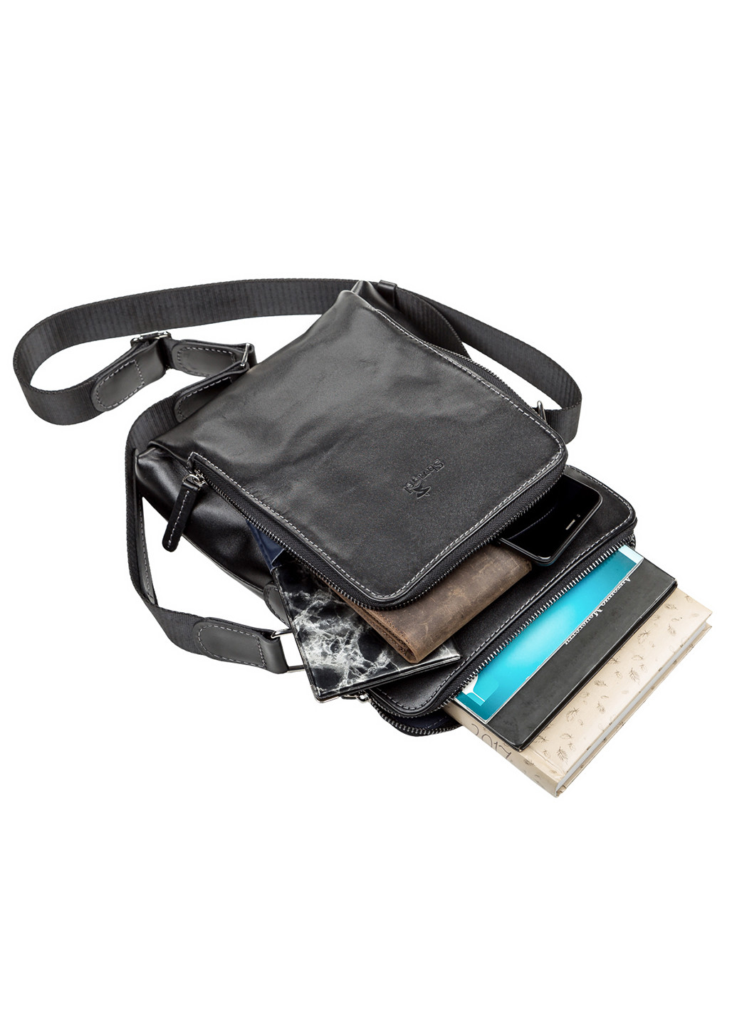 Мужская кожаная сумка 21х26х5 см Shvigel (252128737)