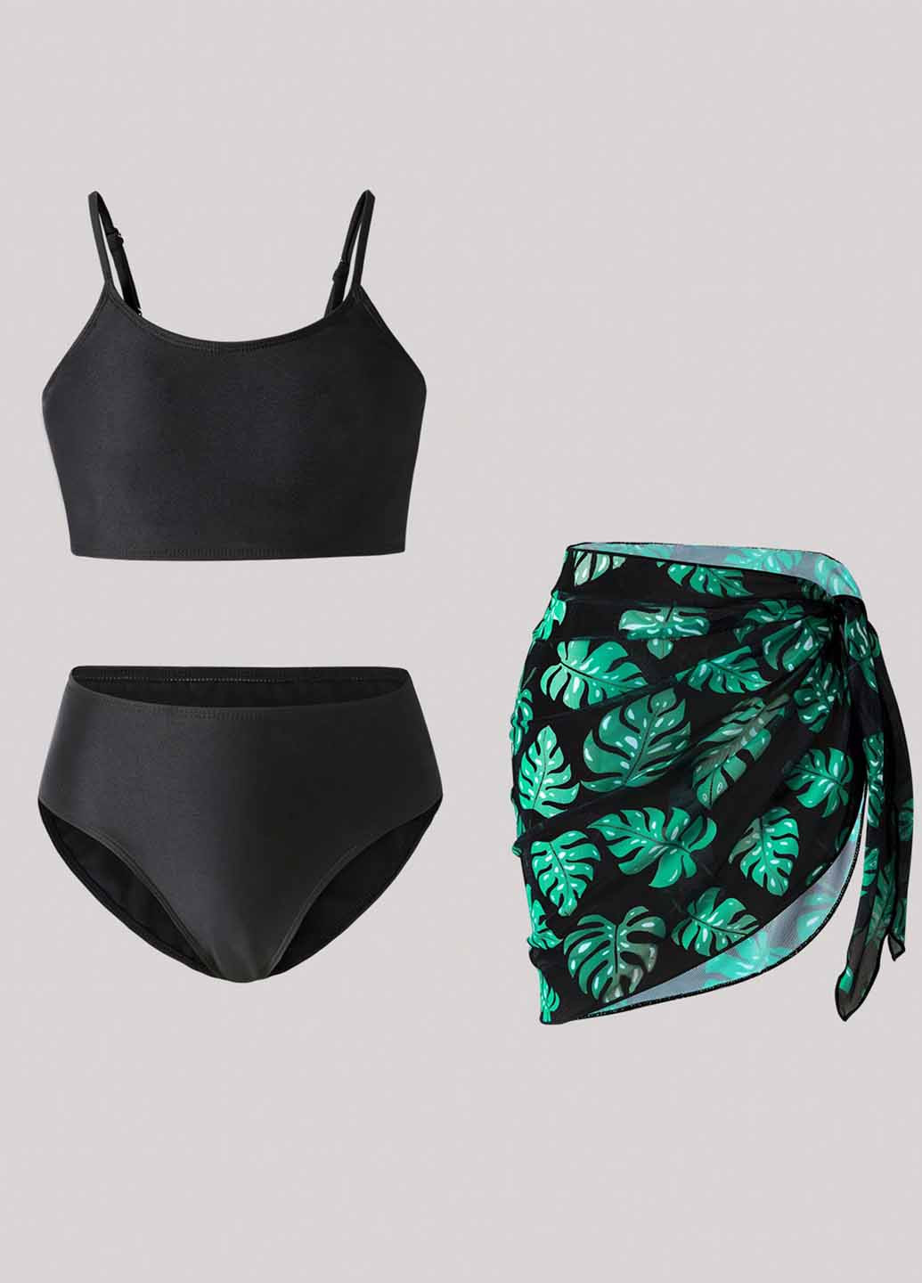 Комбинированный летний купальник (лиф, трусики, юбка) топ, раздельный SHEIN