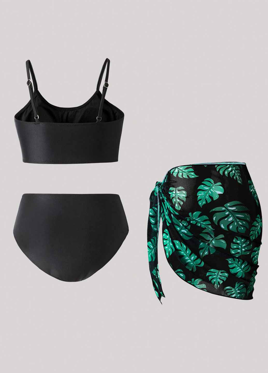 Комбинированный летний купальник (лиф, трусики, юбка) топ, раздельный SHEIN