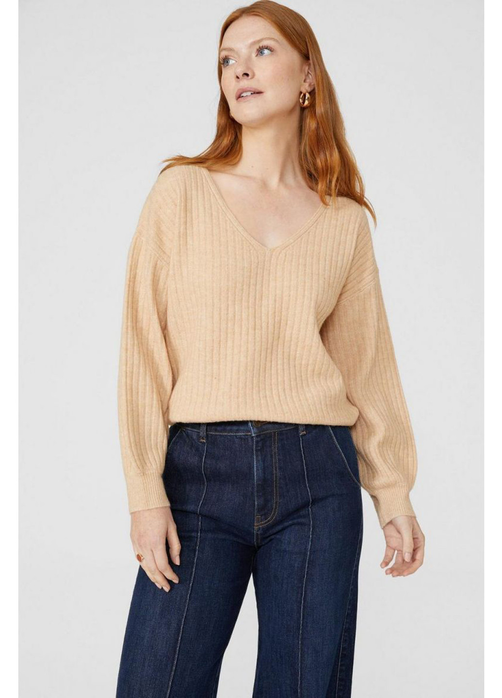 Бежевый демисезонный пуловер пуловер MAINE