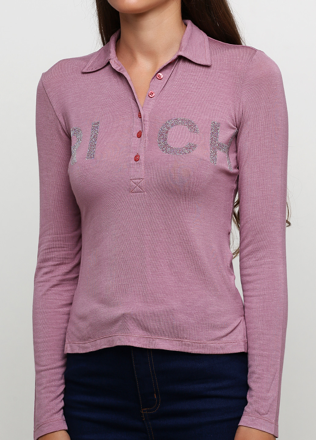 Розовая женская футболка-поло Richmond Denim однотонная