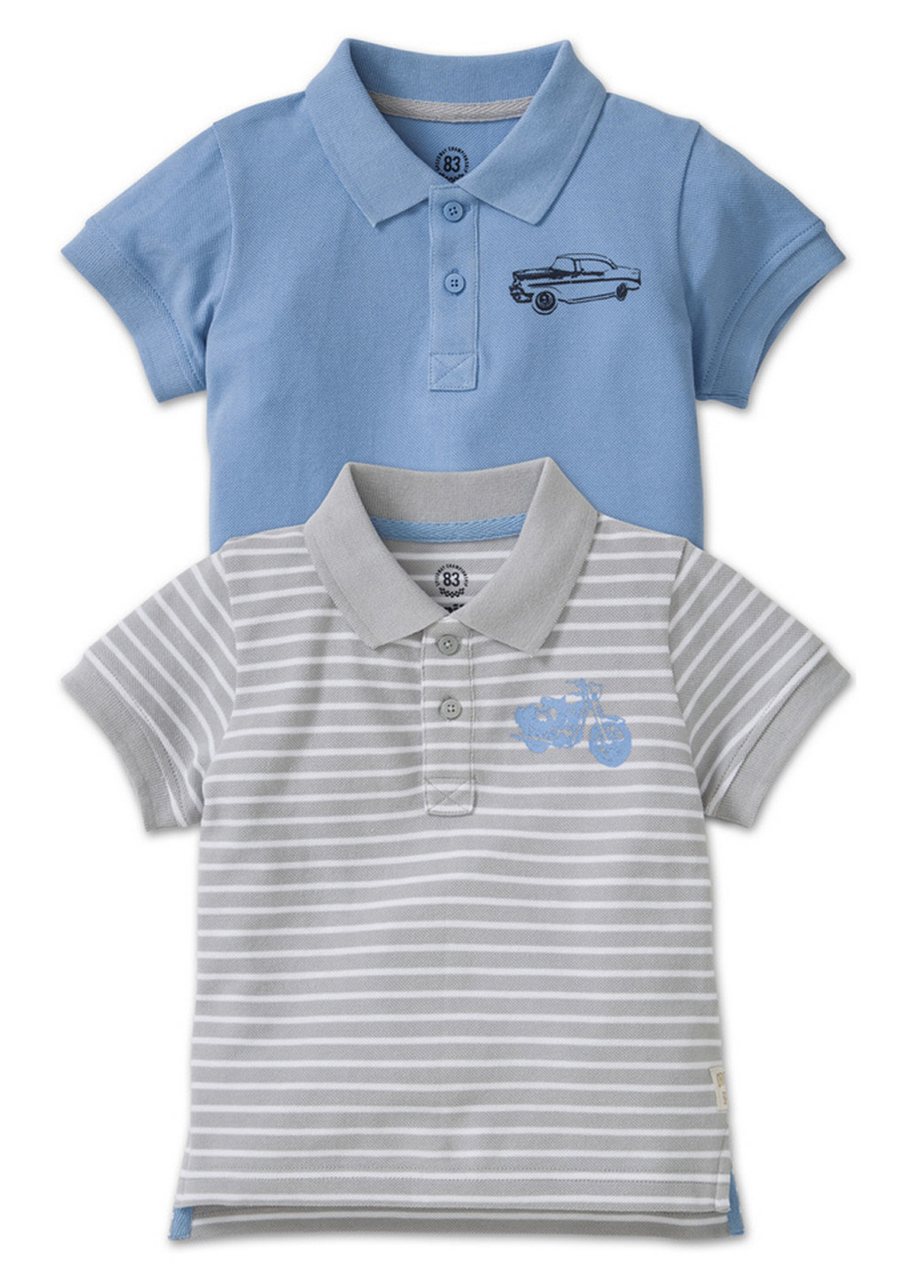 Серо-голубой детская футболка-поло (2 шт.) для мальчика Lupilu в полоску