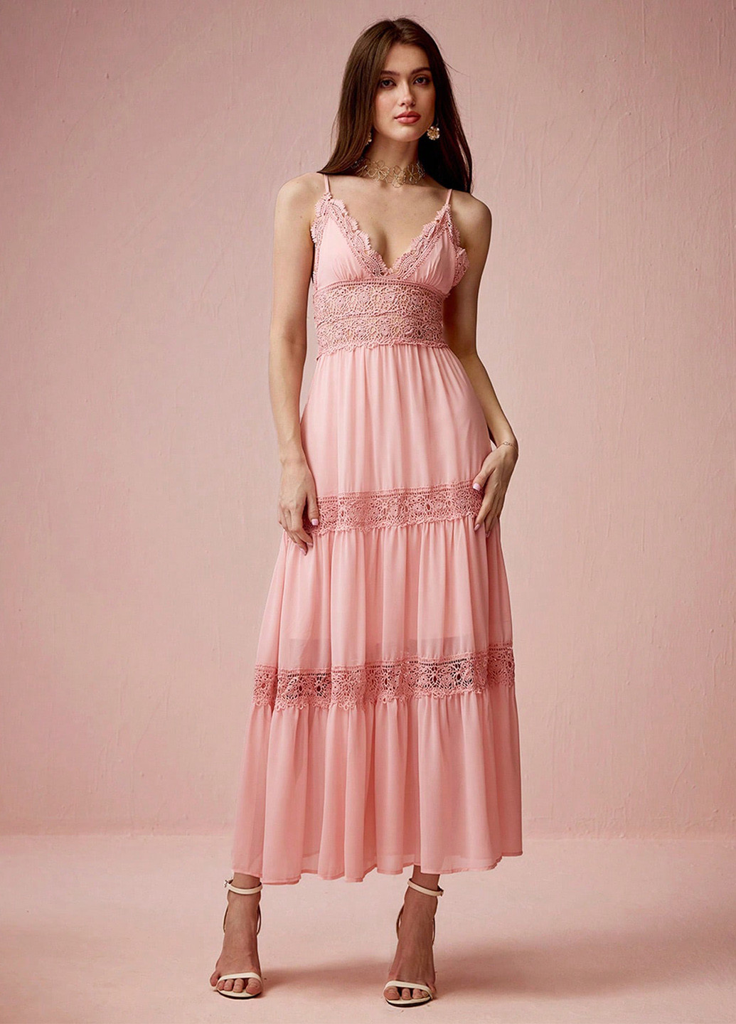 Пудрова кежуал сукня а-силует, з відкритою спиною SHEIN однотонна