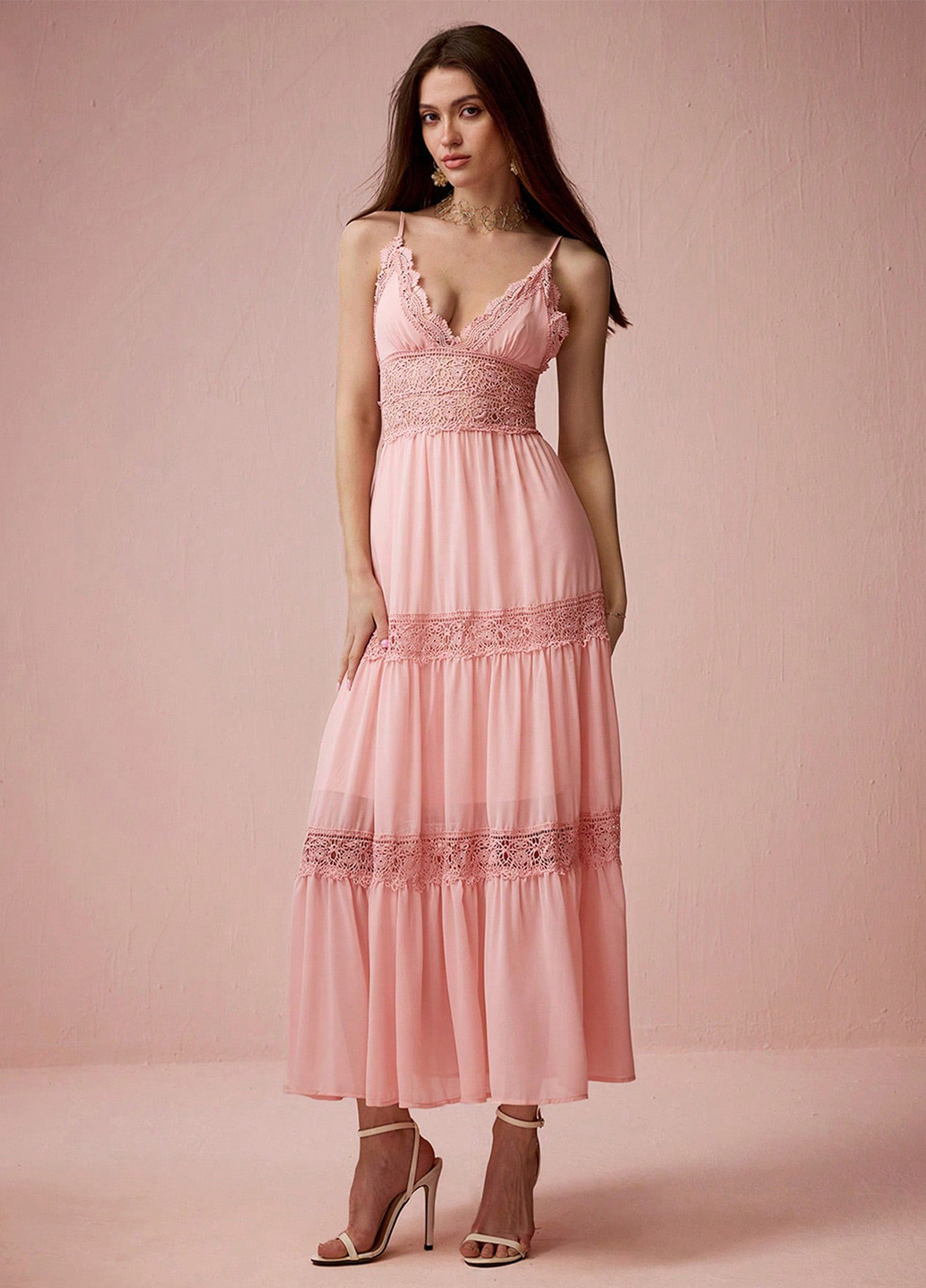 Пудрова кежуал сукня а-силует, з відкритою спиною SHEIN однотонна