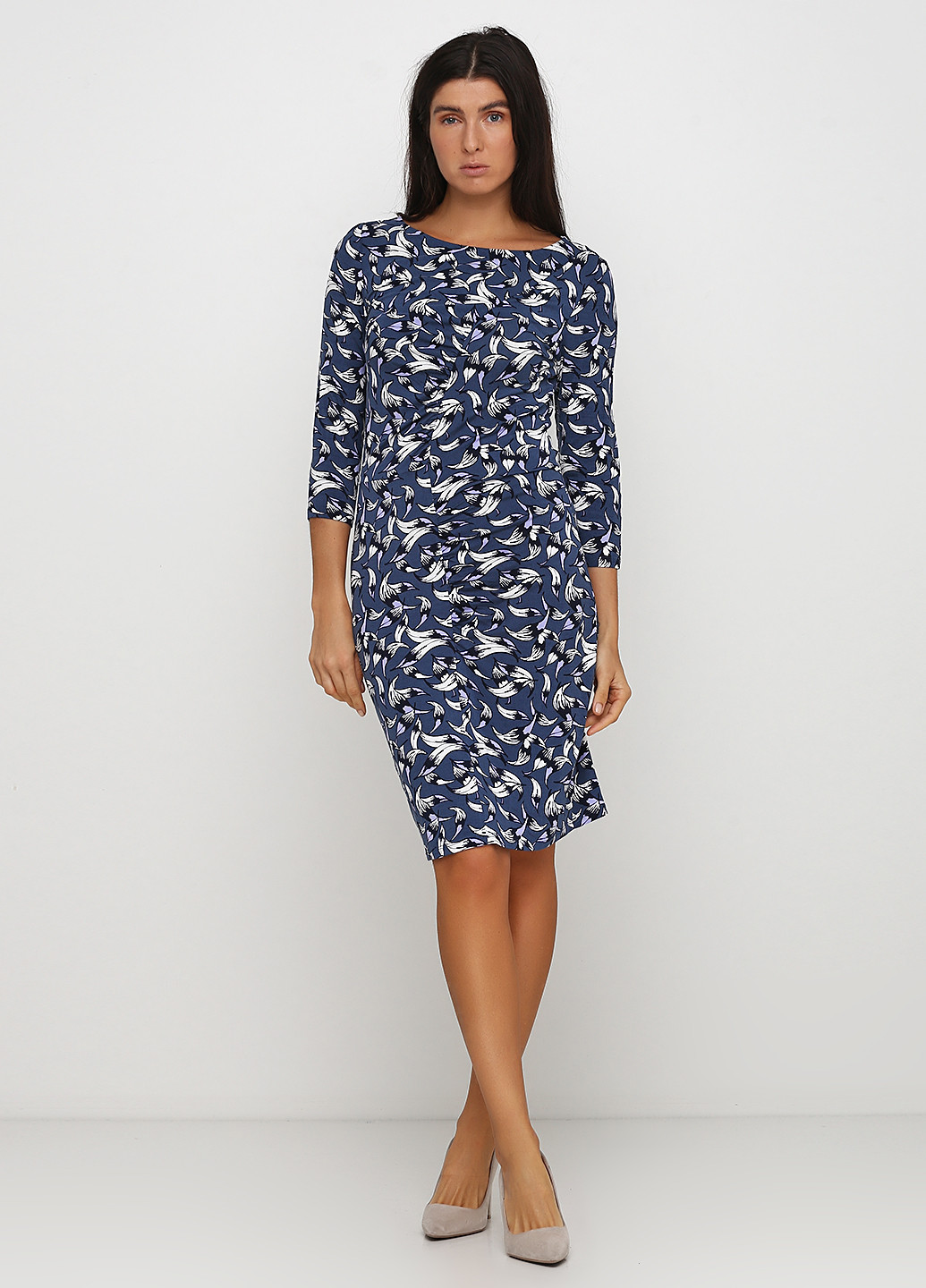 Темно-синее кэжуал платье а-силуэт Tom Tailor с абстрактным узором