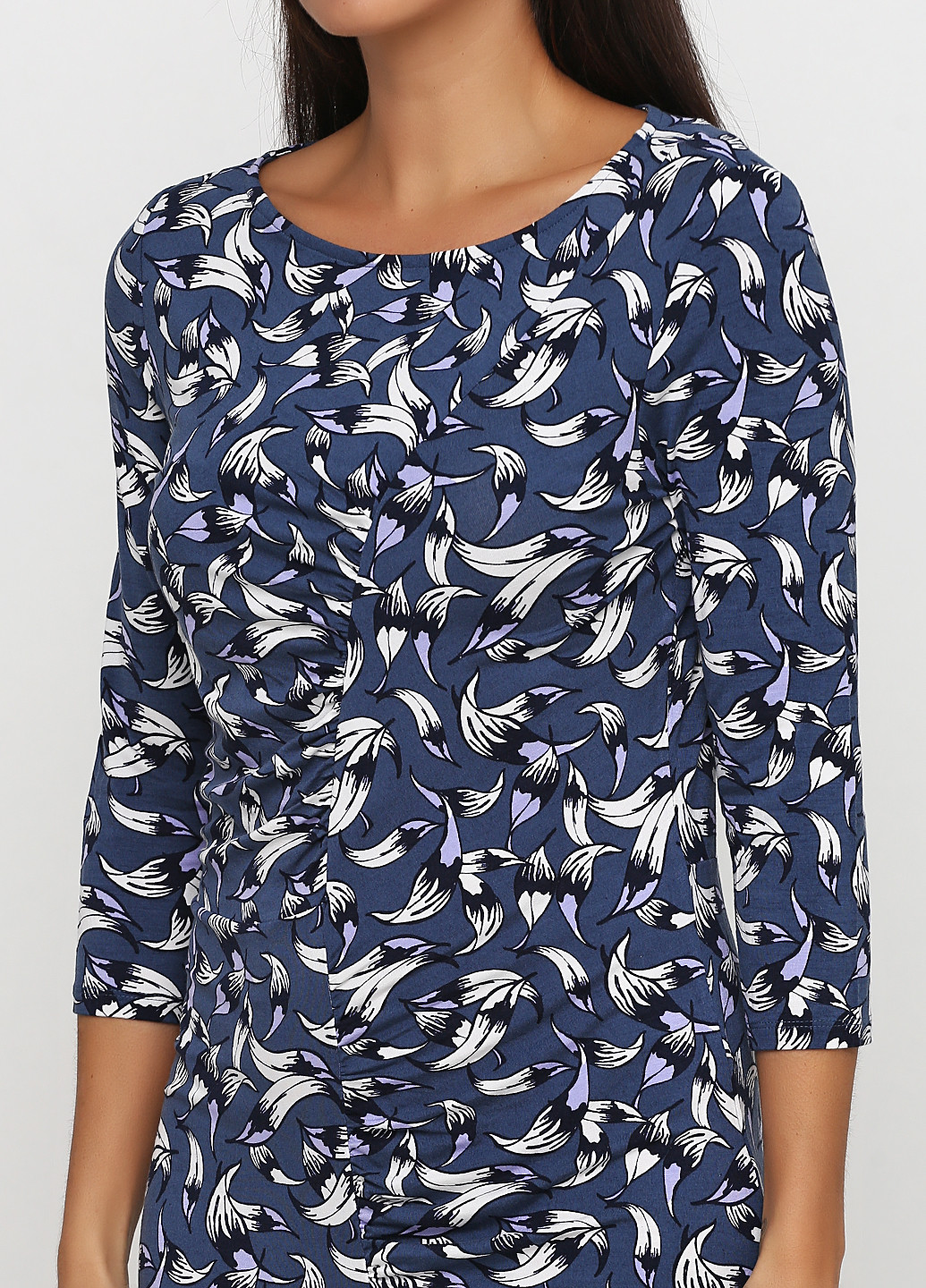 Темно-синее кэжуал платье а-силуэт Tom Tailor с абстрактным узором