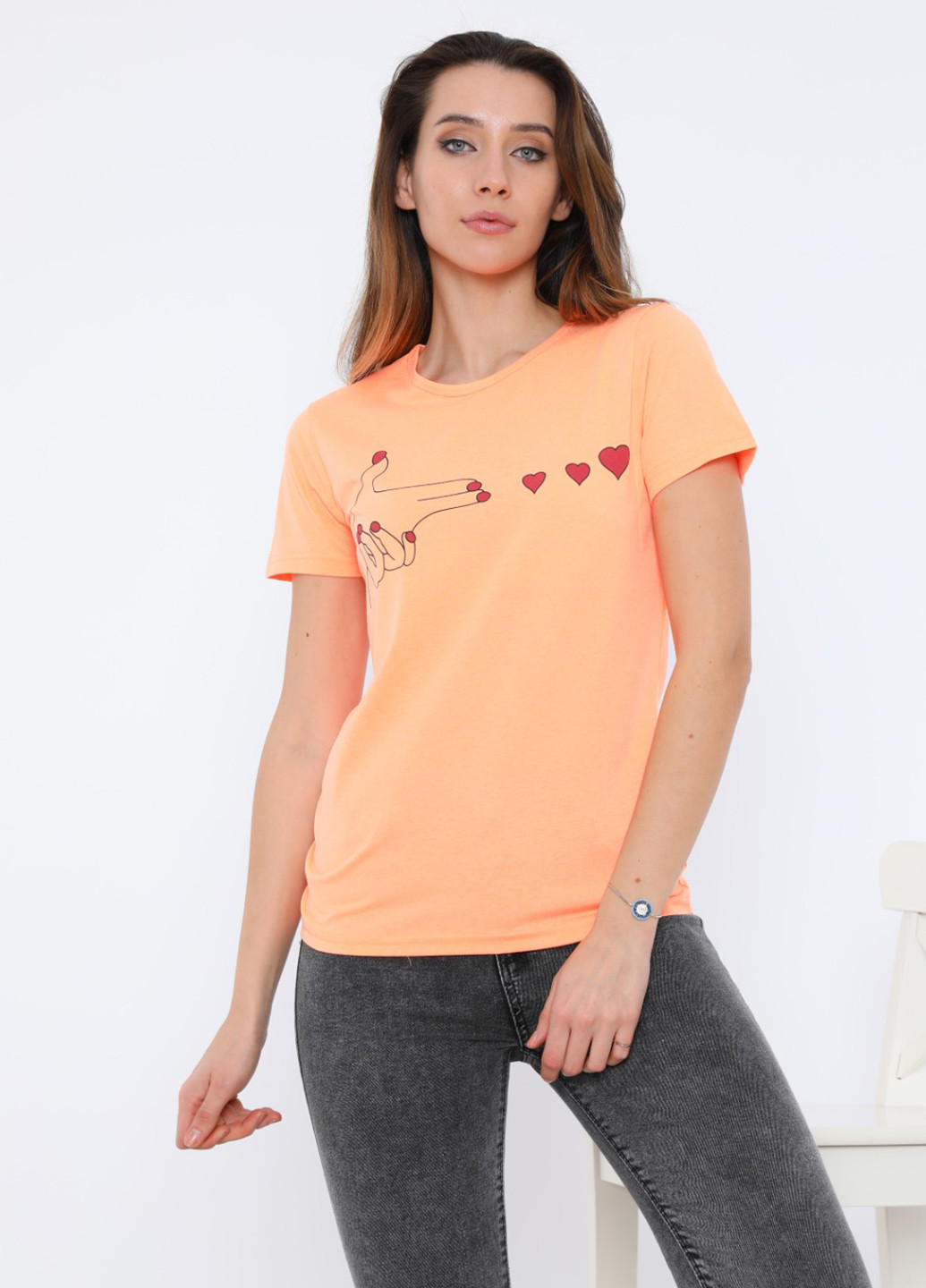 Персиковая летняя футболка Street Wear