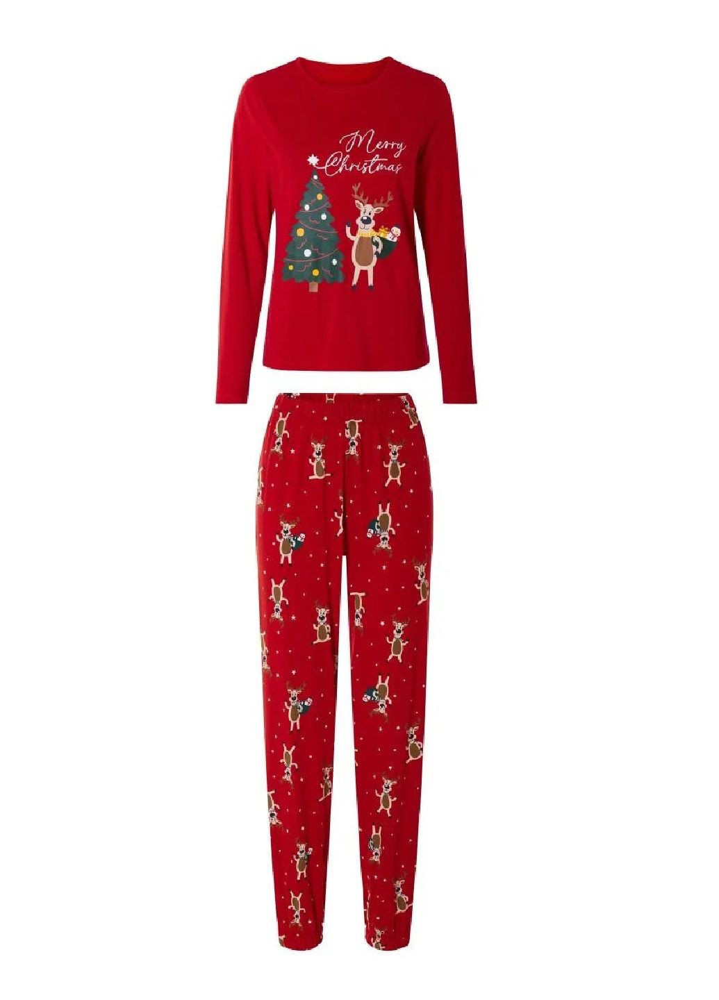 Красная всесезон пижама (лонгслив, брюки) лонгслив + брюки Esmara
