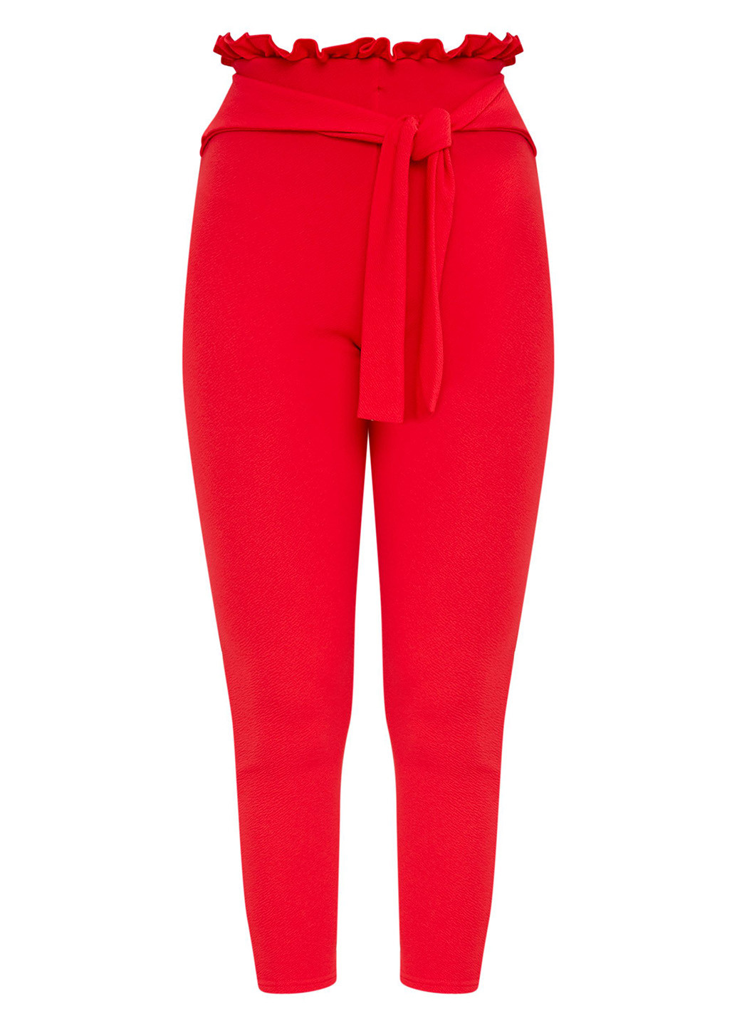 Красные кэжуал демисезонные укороченные, зауженные брюки PrettyLittleThing