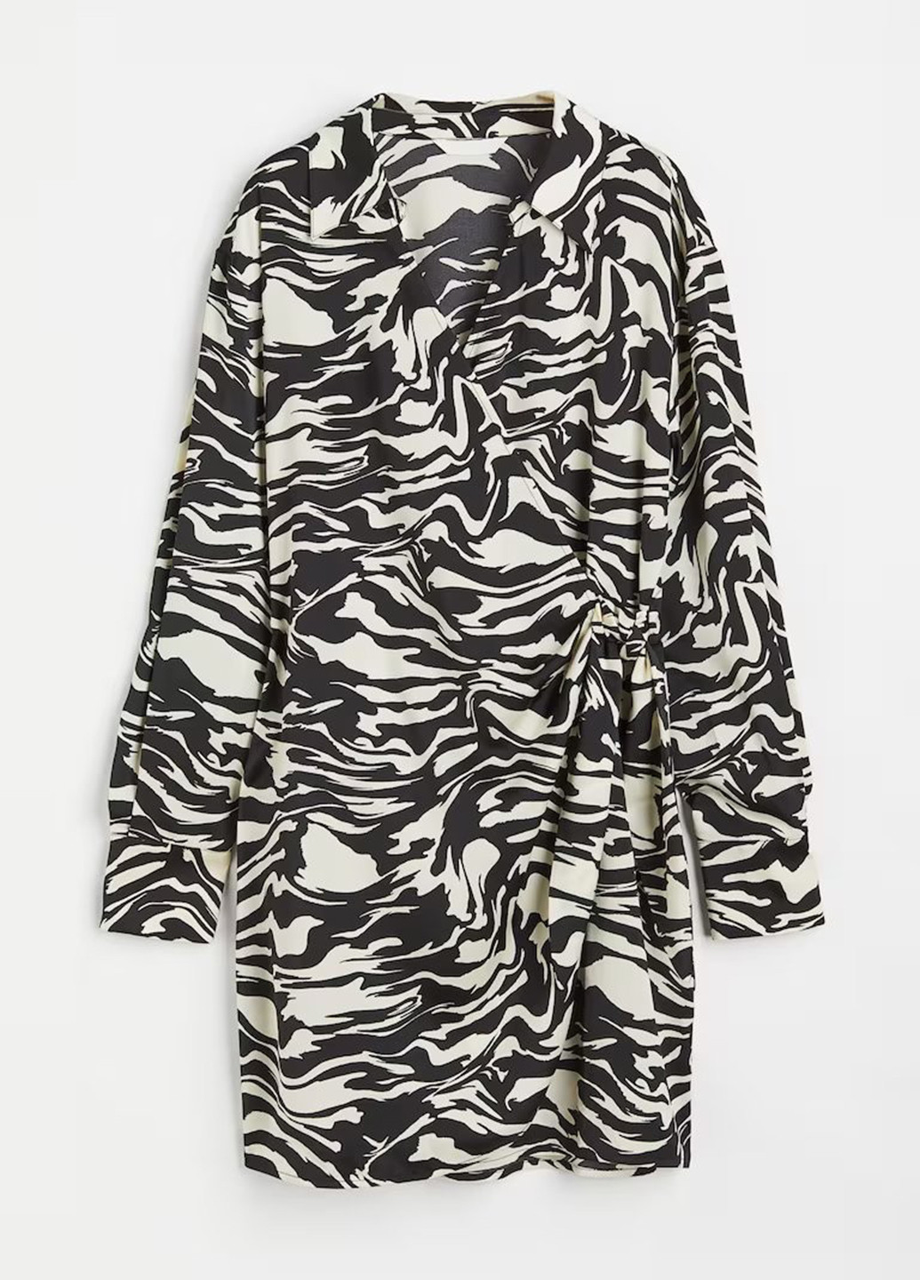 Черно-белое кэжуал платье на запах H&M зебра