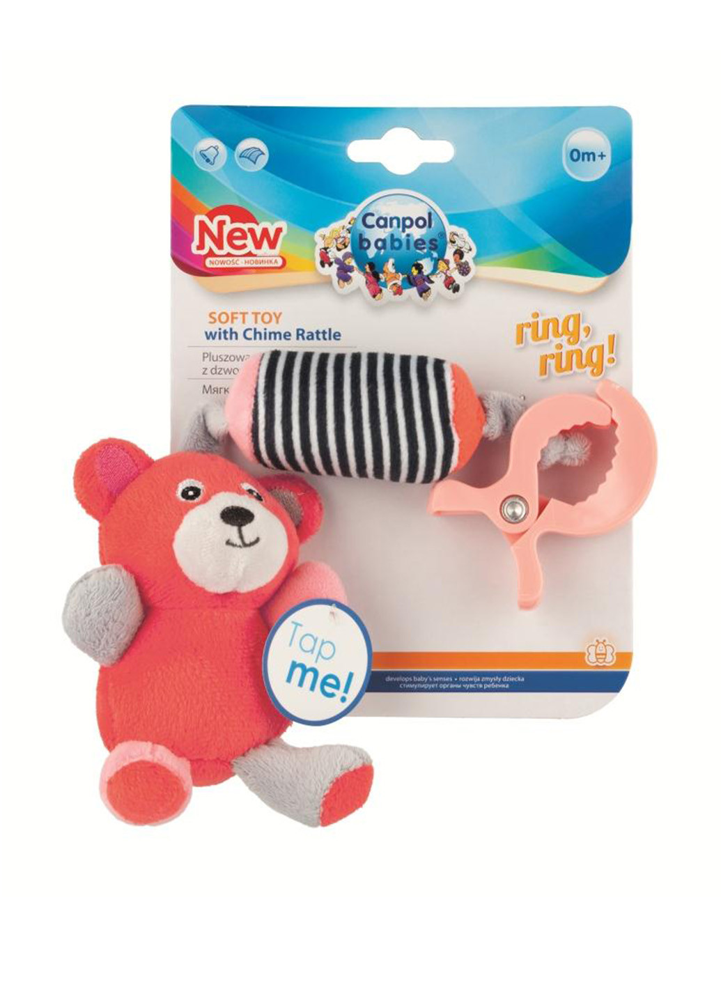 игрушка плюшевая с колокольчиком BEARS 0+ коралл Canpol Babies (91068743)