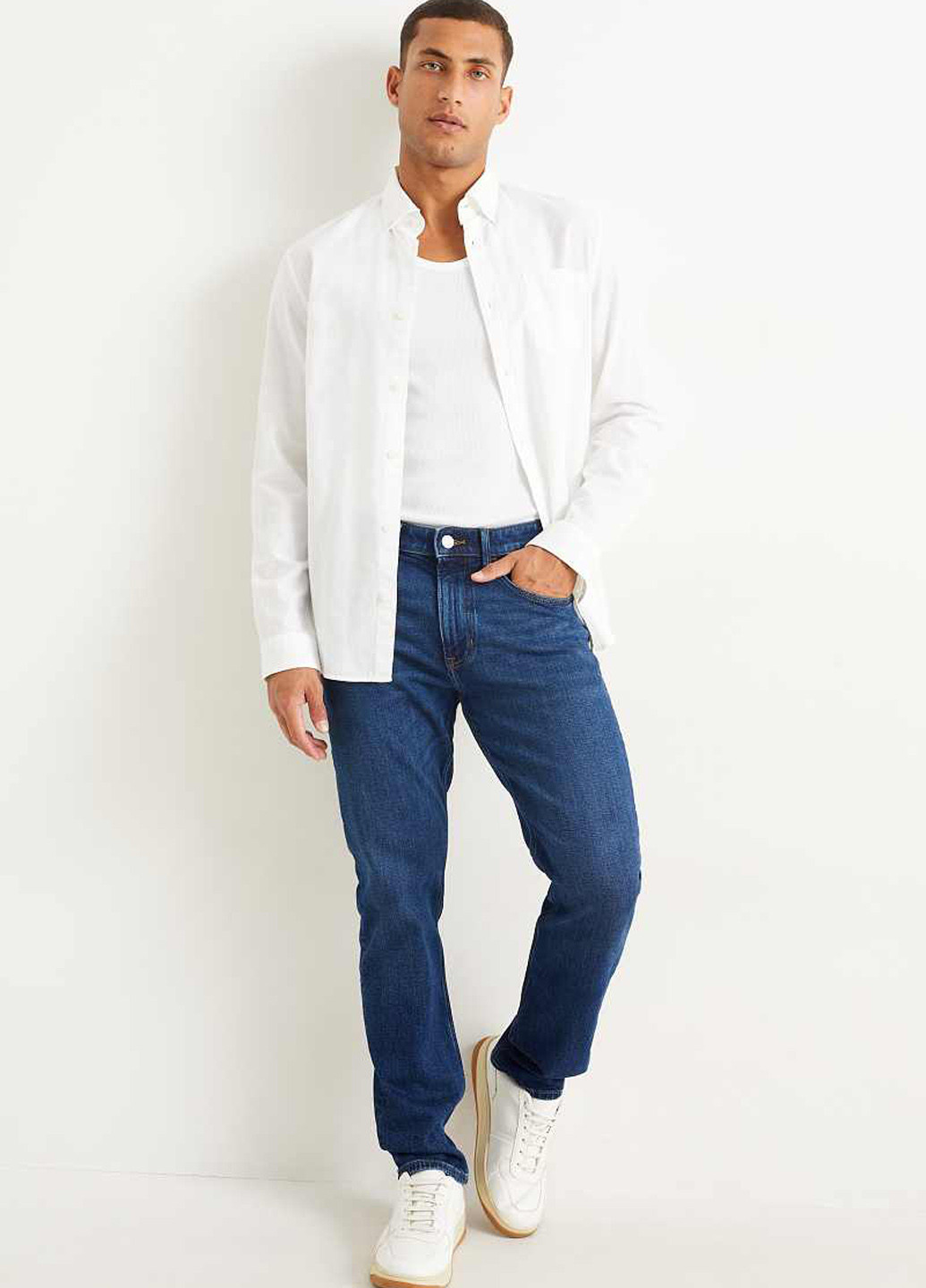 Темно-синие демисезонные зауженные джинсы C&A