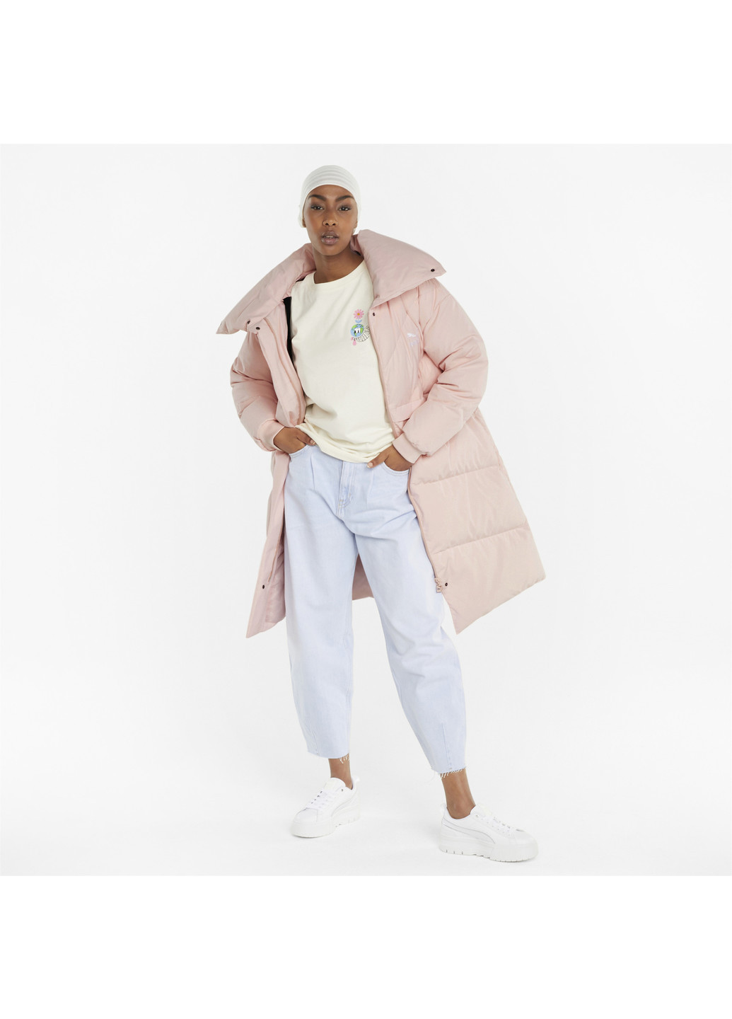 Розовая демисезонная куртка classics long down women's jacket Puma