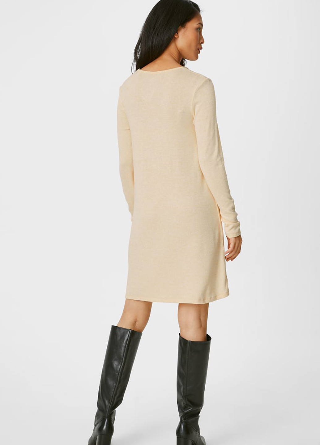 Пудровое кэжуал платье а-силуэт C&A меланжевое