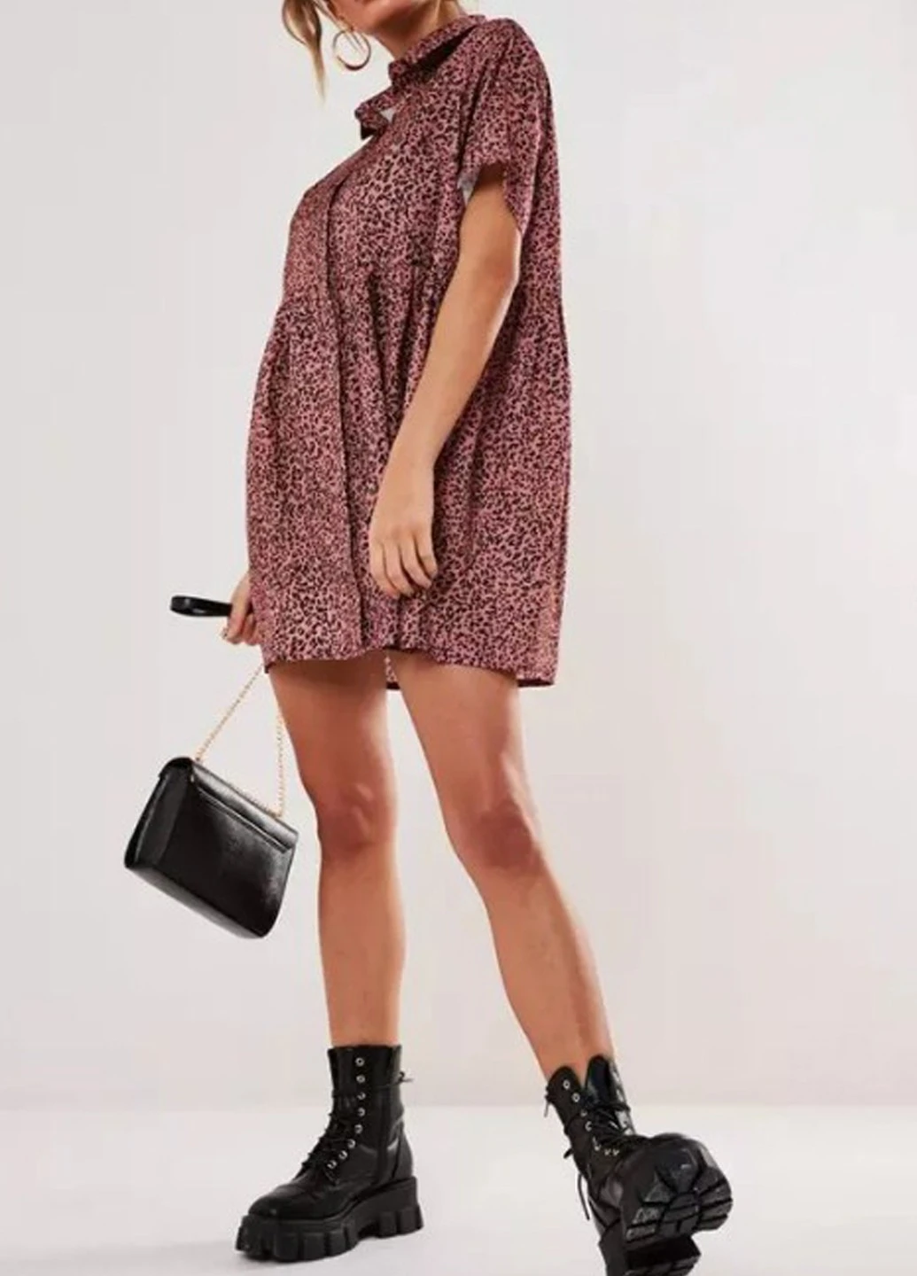 Пудровое кэжуал платье Missguided леопардовый