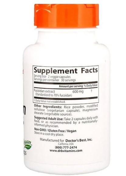 Fucoidan 70% 60 Veg Caps Doctor's Best (256379978)