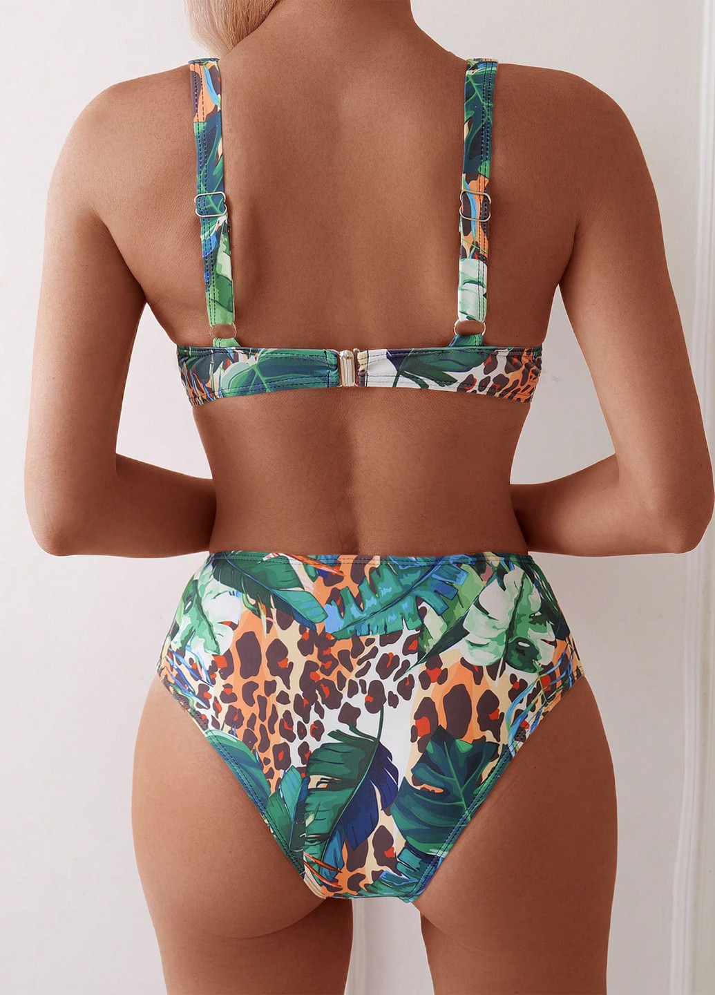 Изумрудный летний купальник (лиф, трусики) танк, раздельный SHEIN