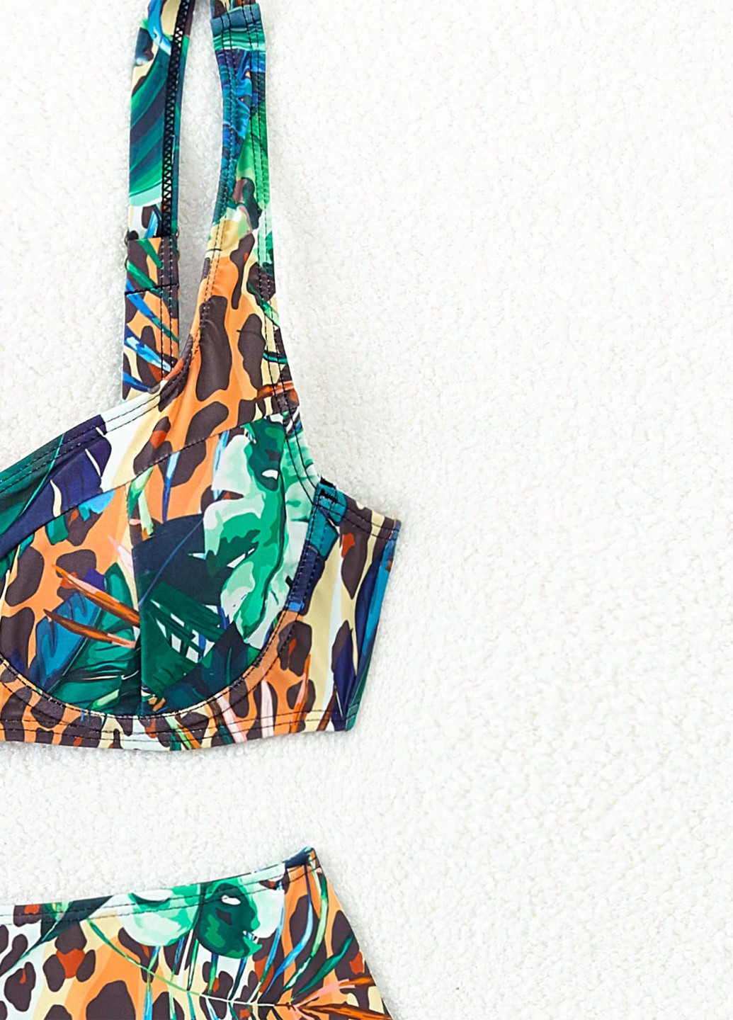 Изумрудный летний купальник (лиф, трусики) танк, раздельный SHEIN