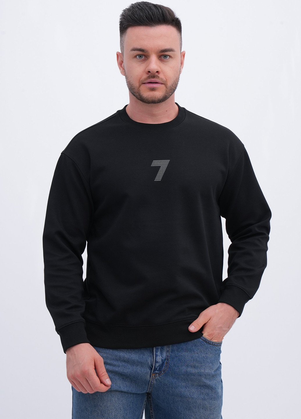 Чорний світшот Trend Collection напис нашивки (356776002)