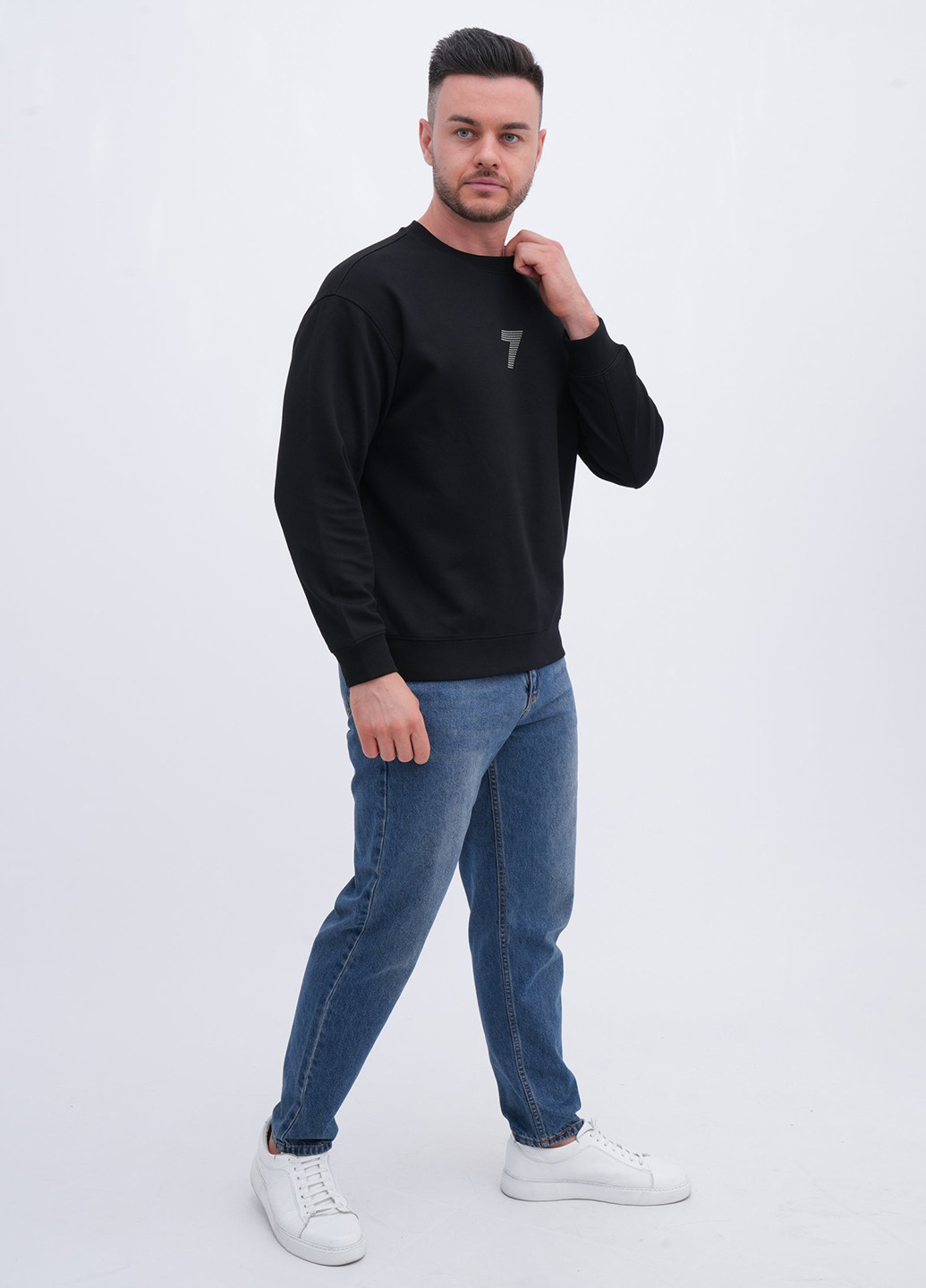 Чорний світшот Trend Collection напис нашивки (356776002)