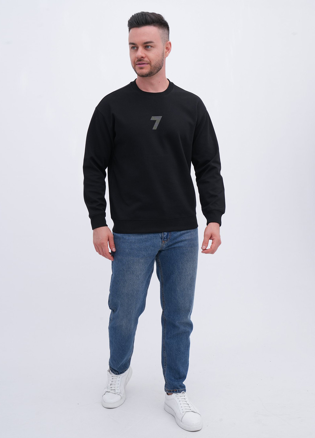 Чорний світшот Trend Collection напис нашивки (356776002)