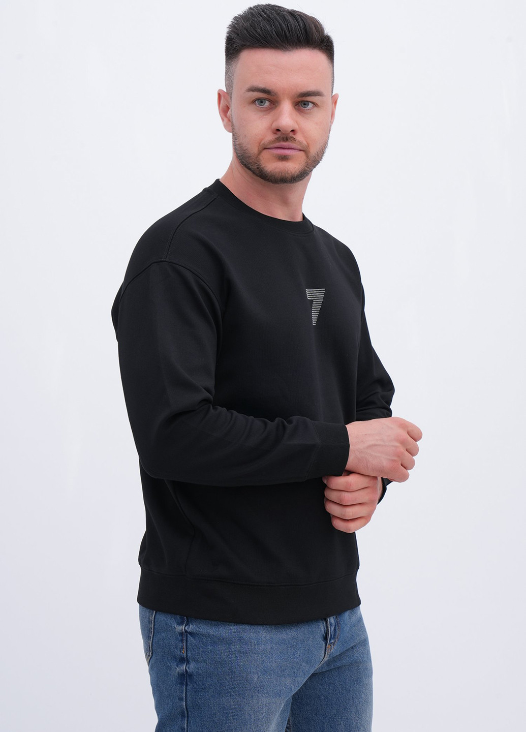 Чорний світшот Trend Collection напис нашивки (356776002)