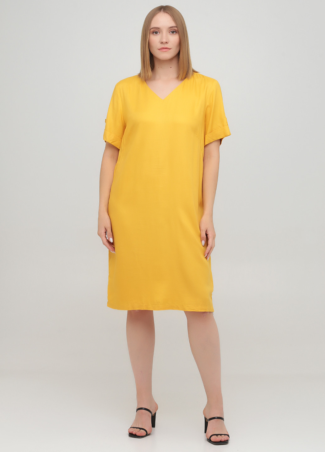 Желтое кэжуал платье Collection L однотонное