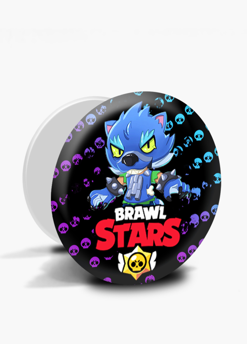 Попсокет (Popsockets) тримач для смартфону Леон Вовк Бравл Старс (Leon Wolf Werewolf Brawl Stars) (8754-1014) Чорний MobiPrint (216748209)