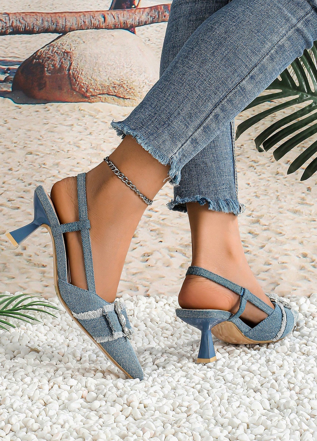 SHEIN Туфлі слінгбекі синій з текстиль, китай — демісезон (339133647)