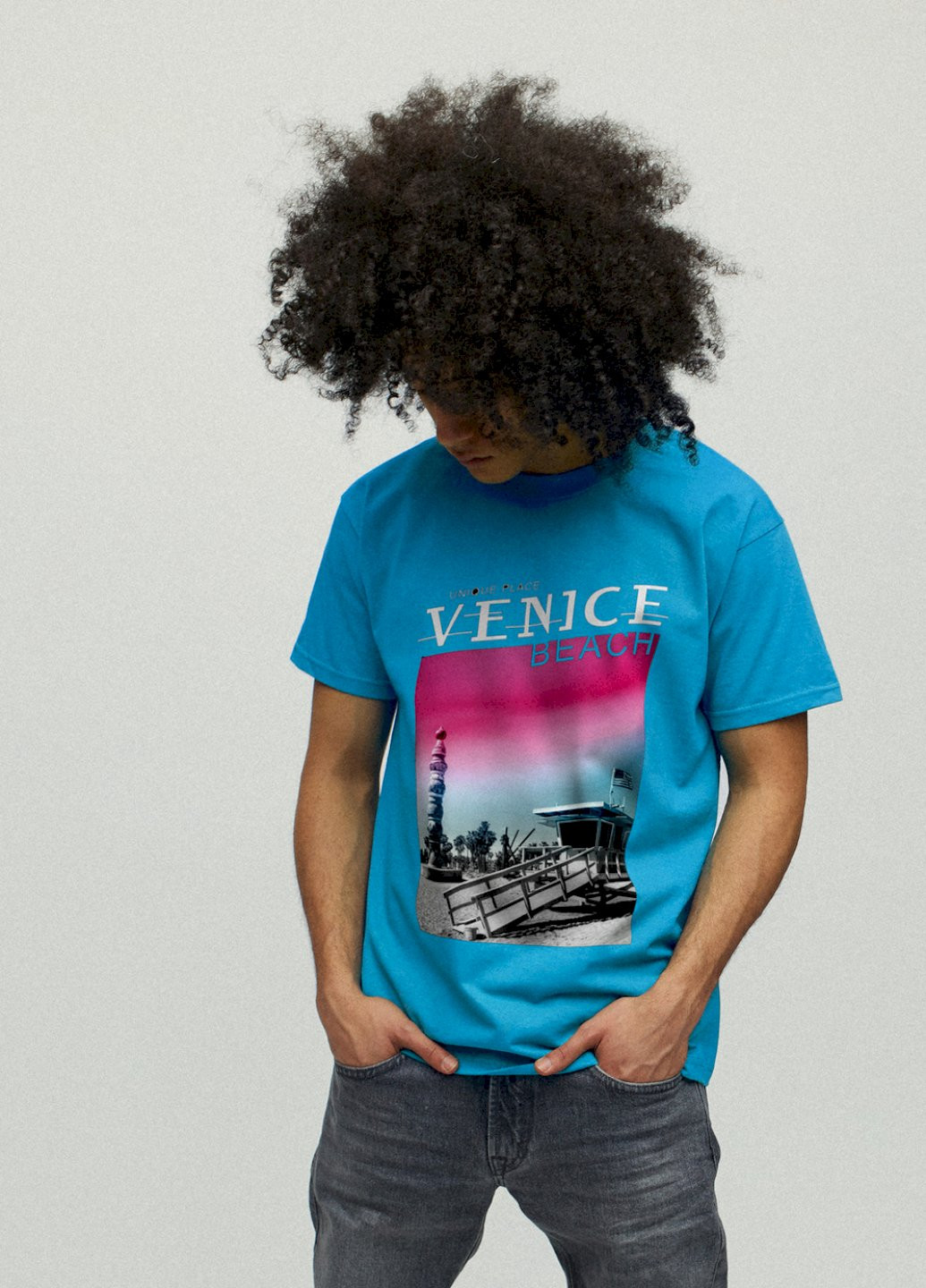 Светло-синяя футболка мужская YAPPI