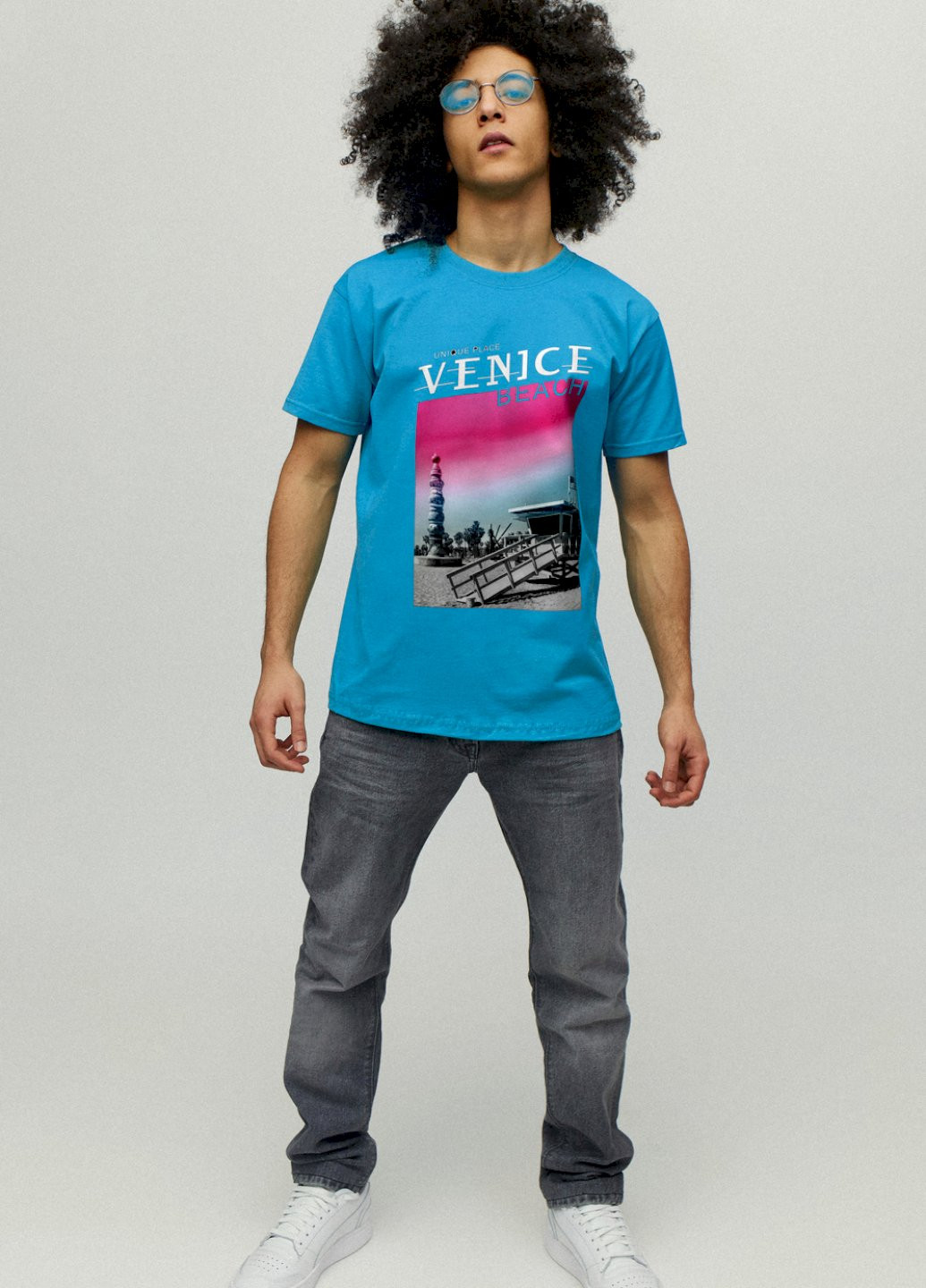 Светло-синяя футболка мужская YAPPI