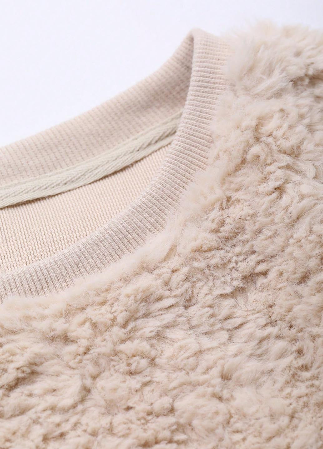 Бежевый свитшот SHEIN однотонный без декора (345558320)