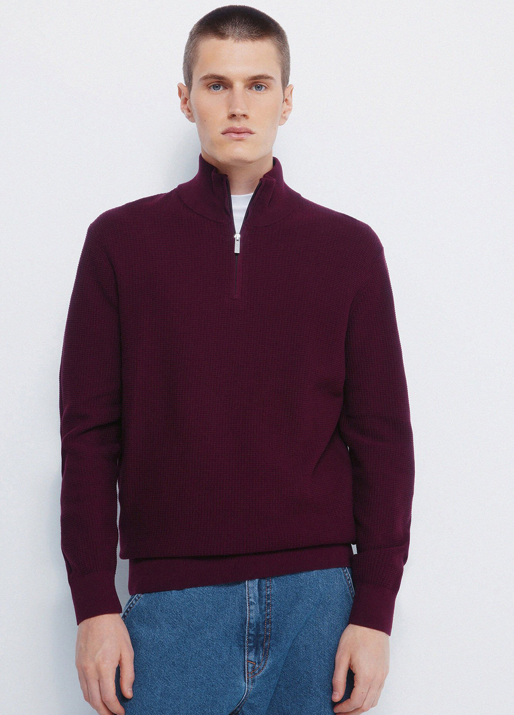 Бордовая футболка-поло для мужчин Springfield однотонная