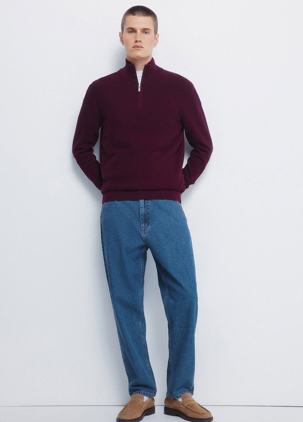 Бордовая футболка-поло для мужчин Springfield однотонная