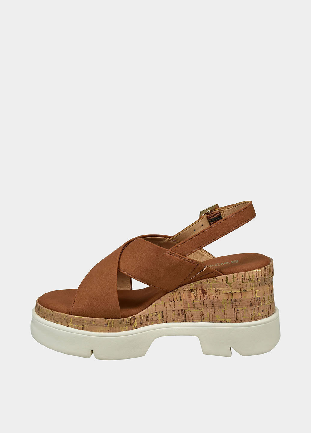 Коричневые босоножки Bagatt с ремешком с белой подошвой, с тиснением, с логотипом