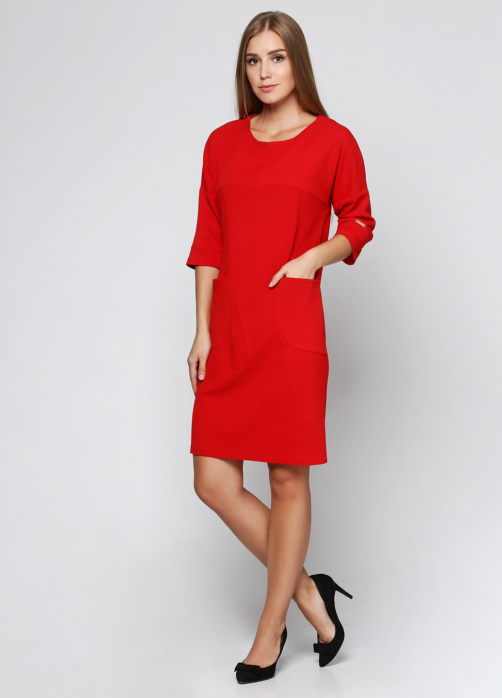 Красное кэжуал платье Alvina однотонное