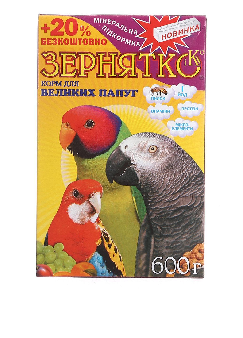 Сухой корм для птиц (большие попугаи), 600 г Зернятко (78697334)