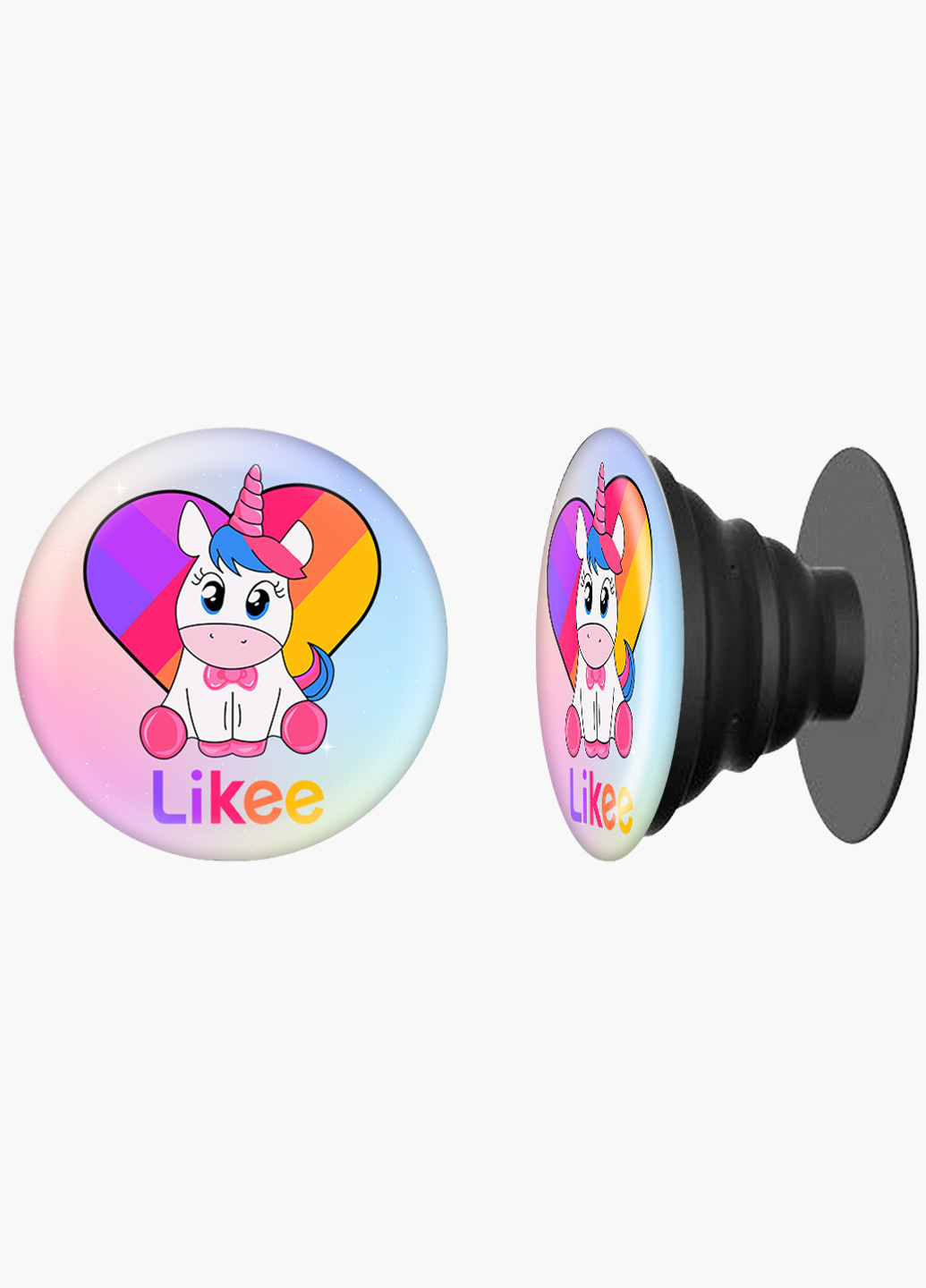 Попсокет (Popsockets) тримач для смартфону Лайк Єдиноріг (Likee Unicorn) (8754-1594) Чорний MobiPrint (216748465)